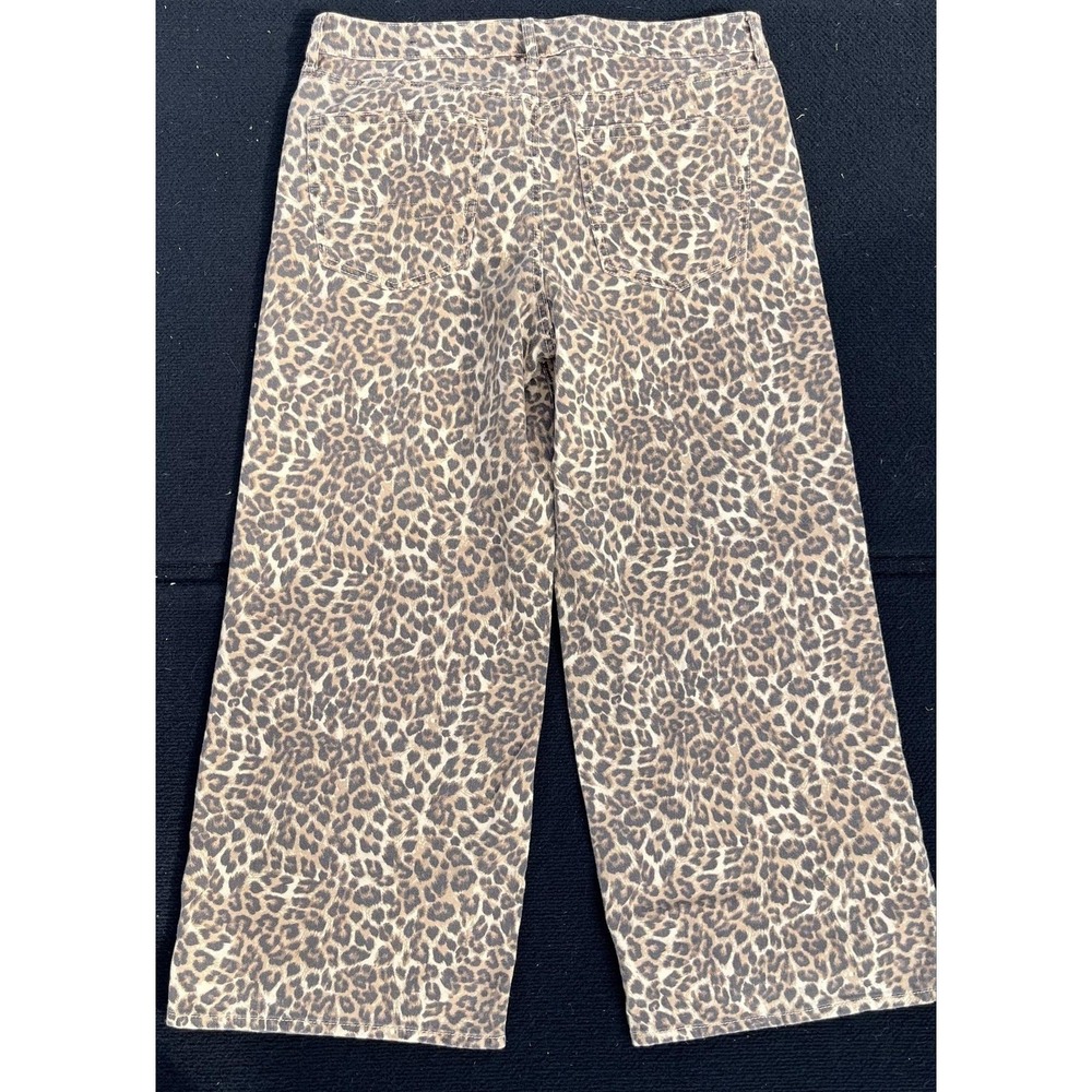 American Eagle Outfitters Jeans Womens 14 Short Brown Leopard Wide Leg Stretch - Picture 5 of 10